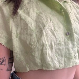 cropped green blouse